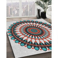 Patterned Light Steel Blue Novelty Rug, pat1910