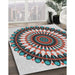 Patterned Light Steel Blue Novelty Rug in Family Room, pat1910