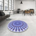 Round Patterned Slate Blue Rug in a Office, pat1911blu
