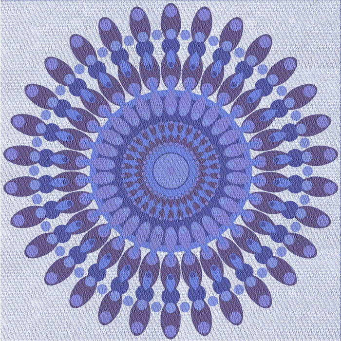 Round Patterned Slate Blue Rug, pat1911blu