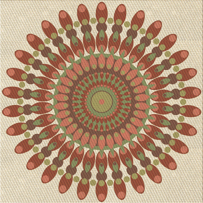 Round Patterned Red Rug, pat1911brn