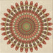 Round Patterned Red Rug, pat1911brn
