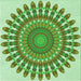 Round Patterned Dark Lime Green Rug, pat1911grn