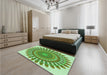Patterned Dark Lime Green Rug in a Bedroom, pat1911grn