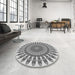 Round Patterned Smokey Gray Rug in a Office, pat1911gry