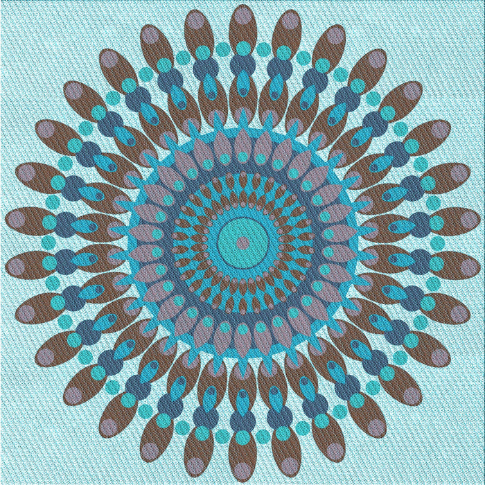 Round Patterned Blue Rug, pat1911lblu