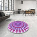 Round Patterned Crimson Purple Rug in a Office, pat1911pur