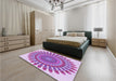 Round Machine Washable Transitional Crimson Purple Rug in a Office, wshpat1911pur