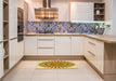 Patterned Chrome Gold Yellow Rug in a Kitchen, pat1911yw
