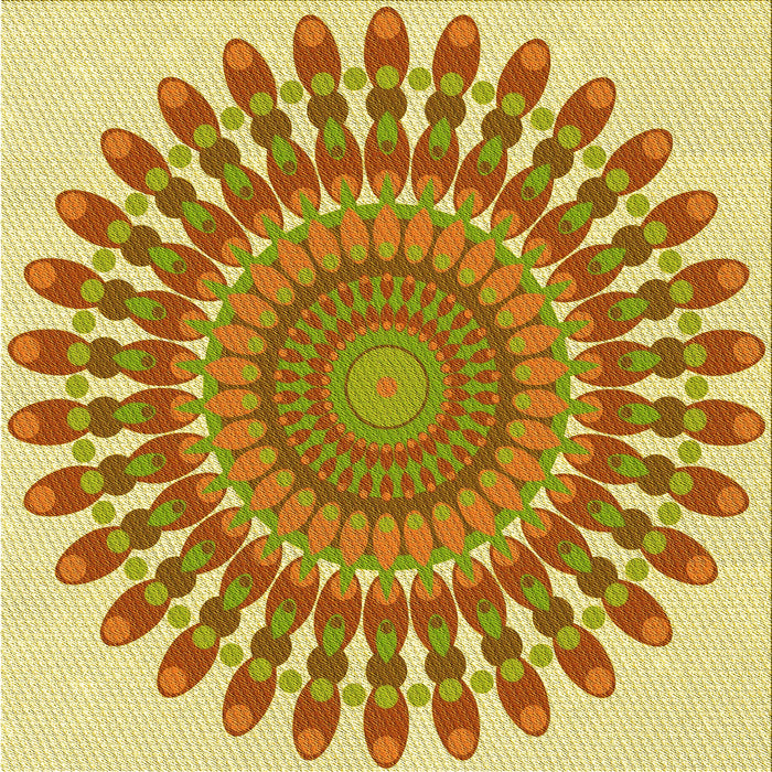 Round Patterned Chrome Gold Yellow Rug, pat1911yw