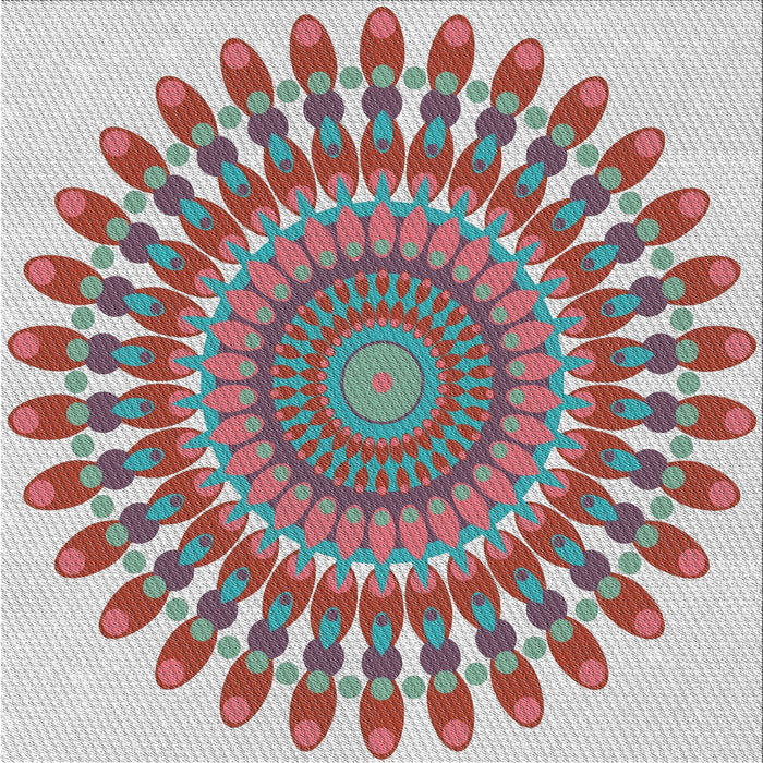 Square Patterned Cherry Red Novelty Rug, pat1911