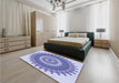 Round Machine Washable Transitional Periwinkle Purple Rug in a Office, wshpat1912blu