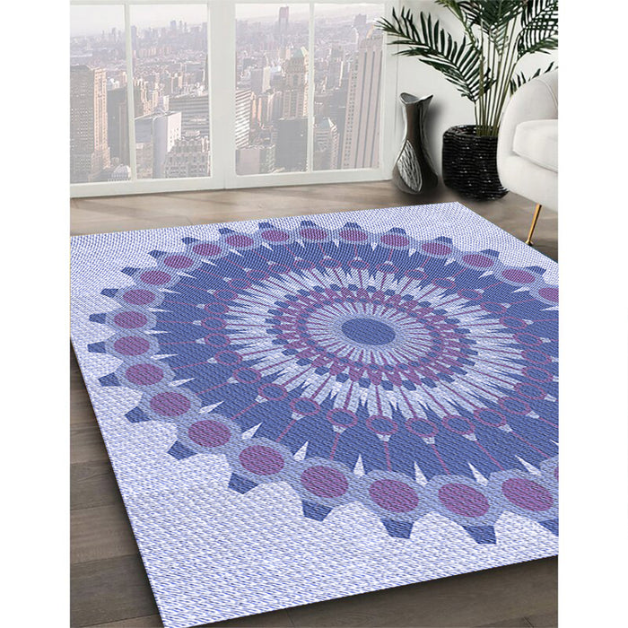 Patterned Periwinkle Purple Rug in Family Room, pat1912blu