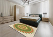 Round Machine Washable Transitional Brown Gold Rug in a Office, wshpat1912brn