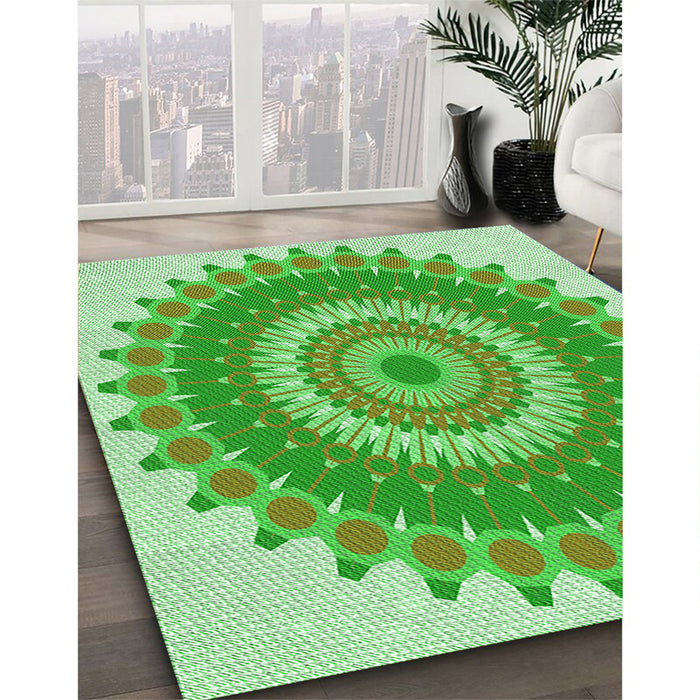 Machine Washable Transitional Jade Green Rug in a Family Room, wshpat1912grn