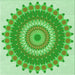 Round Patterned Jade Green Rug, pat1912grn