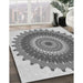 Patterned Platinum Silver Gray Rug in Family Room, pat1912gry