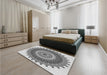 Patterned Platinum Silver Gray Rug in a Bedroom, pat1912gry
