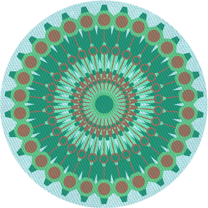Round Machine Washable Transitional Dull-Sea Green Rug, wshpat1912lblu