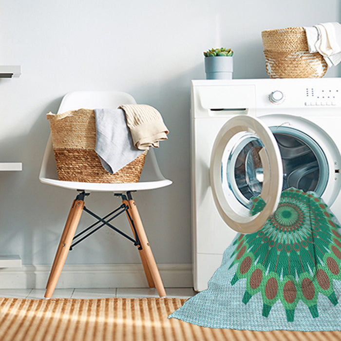 Machine Washable Transitional Dull-Sea Green Rug in a Washing Machine, wshpat1912lblu