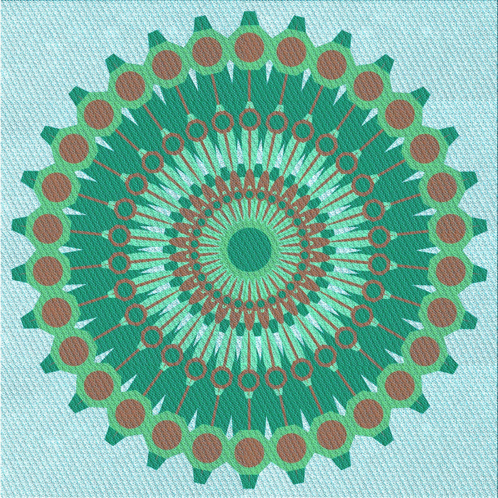 Round Patterned Dull-Sea Green Rug, pat1912lblu