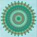 Round Patterned Dull-Sea Green Rug, pat1912lblu