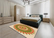 Round Machine Washable Transitional Dark Bisque Brown Rug in a Office, wshpat1912org