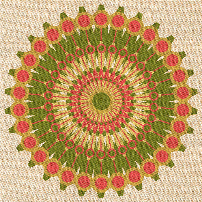 Round Patterned Dark Bisque Brown Rug, pat1912org