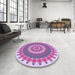 Round Patterned Orchid Purple Rug in a Office, pat1912pur