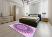 Round Machine Washable Transitional Orchid Purple Rug in a Office, wshpat1912pur