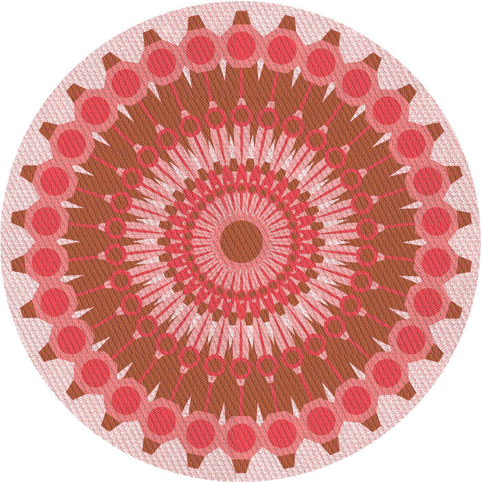 Square Patterned Pastel Pink Rug, pat1912rd