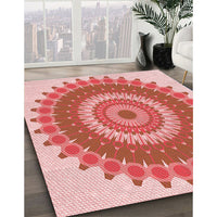 Patterned Pastel Pink Rug, pat1912rd