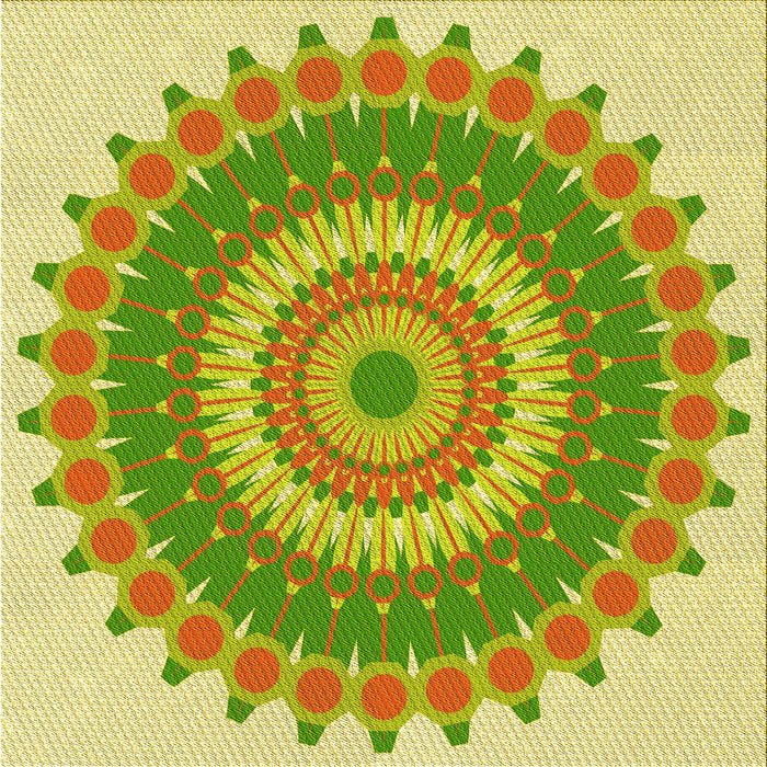 Round Patterned Green Rug, pat1912yw