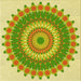 Round Patterned Green Rug, pat1912yw