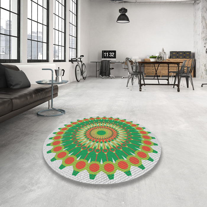 Round Machine Washable Transitional Brown Rug in a Office, wshpat1912