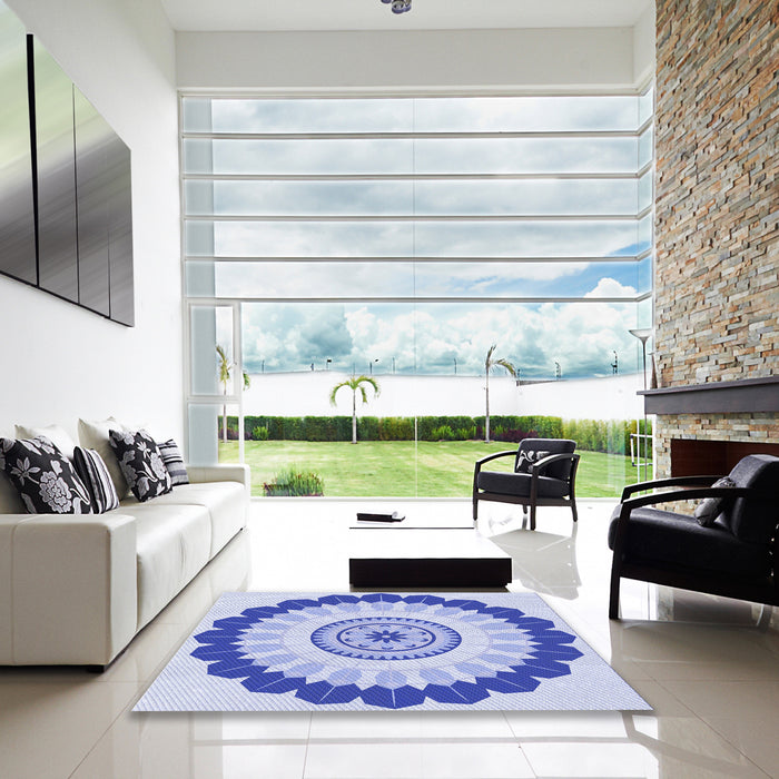 Machine Washable Transitional Blue Rug in a Kitchen, wshpat1913blu