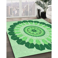 Patterned Jade Green Rug, pat1913grn