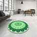 Round Patterned Jade Green Rug in a Office, pat1913grn