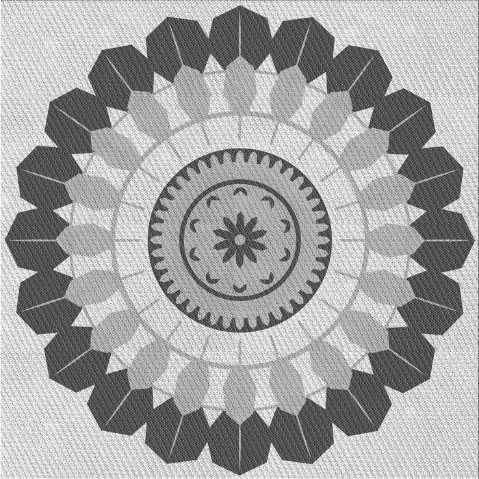 Round Patterned Smokey Gray Rug, pat1913gry