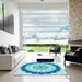 Square Patterned Blue Rug in a Living Room, pat1913lblu