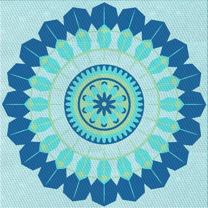 Round Patterned Blue Rug, pat1913lblu
