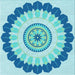 Round Patterned Blue Rug, pat1913lblu