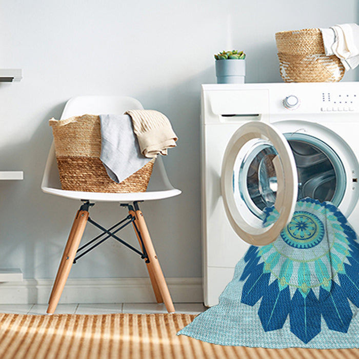 Machine Washable Transitional Blue Rug in a Washing Machine, wshpat1913lblu