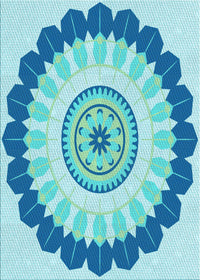 Machine Washable Transitional Blue Rug, wshpat1913lblu