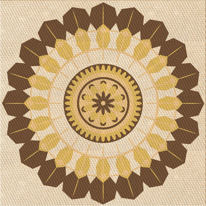 Round Machine Washable Transitional Brown Gold Rug, wshpat1913org