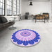 Round Patterned Blossom Pink Rug in a Office, pat1913pur