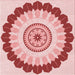 Round Machine Washable Transitional Red Rug, wshpat1913rd