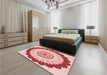 Round Machine Washable Transitional Red Rug in a Office, wshpat1913rd