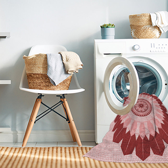 Machine Washable Transitional Red Rug in a Washing Machine, wshpat1913rd