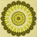 Round Machine Washable Transitional Dark Yellow Green Rug, wshpat1913yw